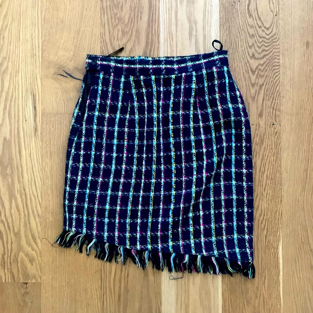 Women’s Tweed Multi Color Asymmetrical Skirt ~ Mini Skirt